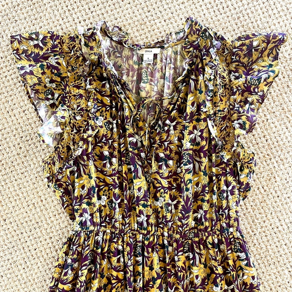 Anthropologie Othilia Aleksia Ruffled Maxi Dress Sz S Cottagecore Embroidered - Picture 5 of 15